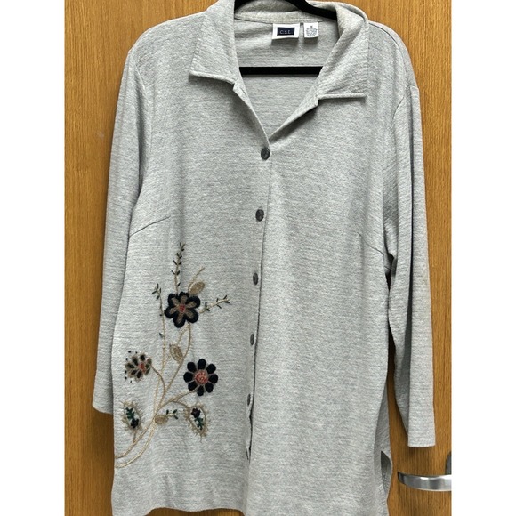 CST Sport Womens Cardigan 1X Floral Embroidered V Neck Artsy 90s Boho Vintage - Picture 2 of 10